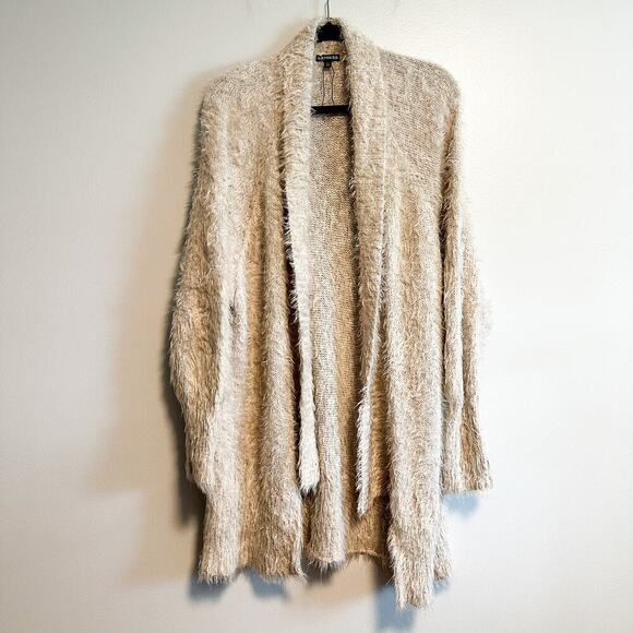 Express Eyelash Fringe Soft Chunky Knit Open Front Cardigan NWOT Size M/L - Picture 2 of 9